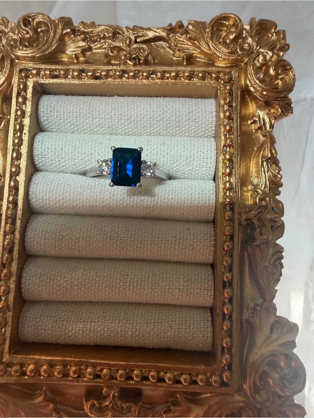 Lab Grown Sapphire with Lab Grown Diamonds in 925